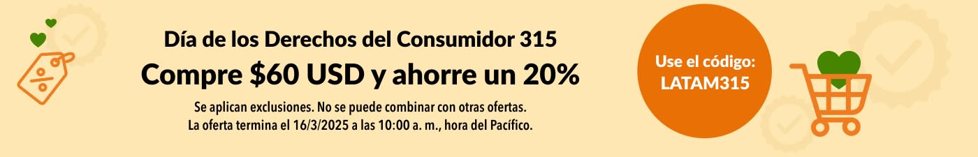 DÍA DE LOS DERECHOS DEL CONSUMIDOR: COMPRE $60 USD Y AHORRE 20%