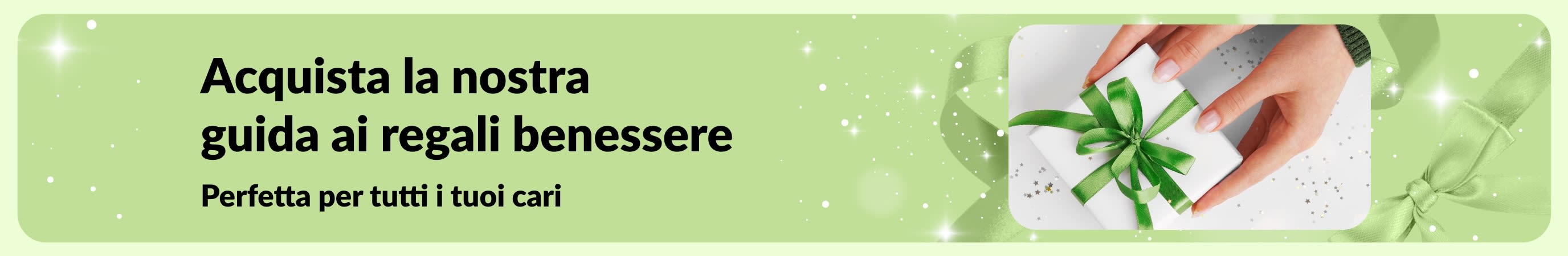 Banner della Guida ai regali benessere di iHerb con set regalo selezionati per la cura personale e la bellezza, perfetti per tutti i tuoi cari.