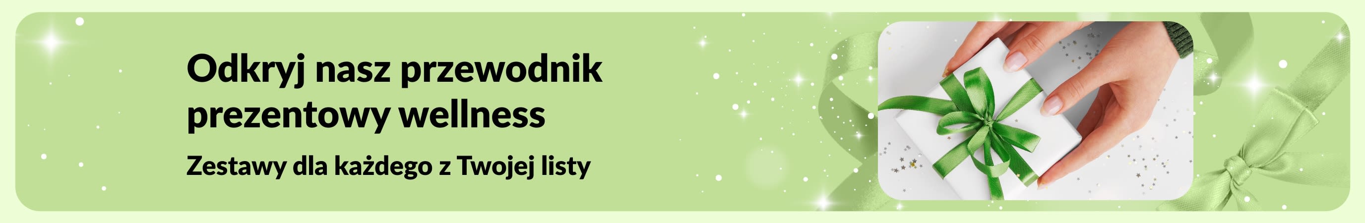 Baner iHerb przewodnik prezentowy wellness, przedstawiający wyselekcjonowane zestawy upominkowe do pielęgnacji i urody, idealne dla każdego z Twojej listy.