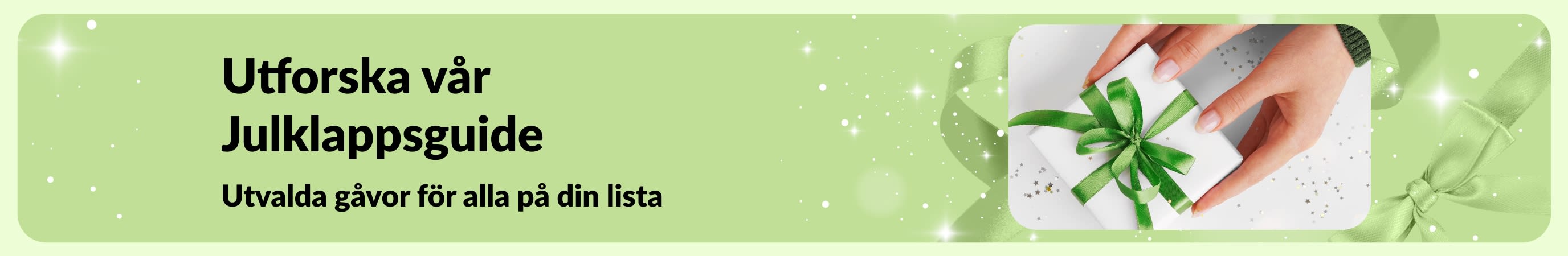 iHerbs Julklappsguide-banner med utvalda egenvårds- och skönhetspresentset som passar alla på din lista.