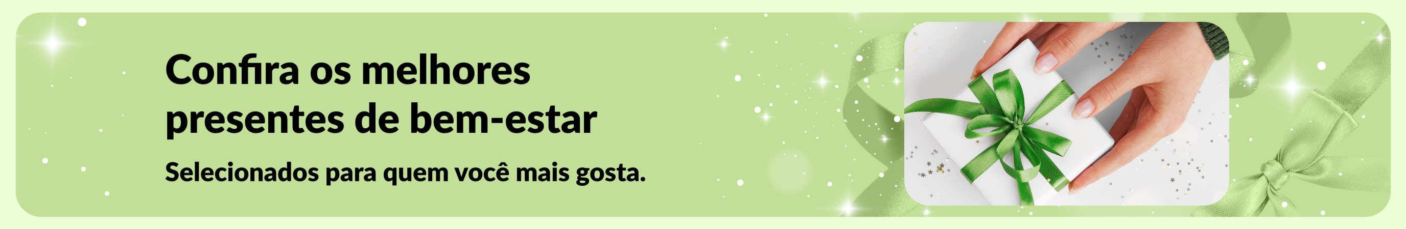 Banner do guia de presentes de bem-estar da iHerb com kits de presentes de beleza e autocuidado selecionados, perfeitos para todos da sua lista.