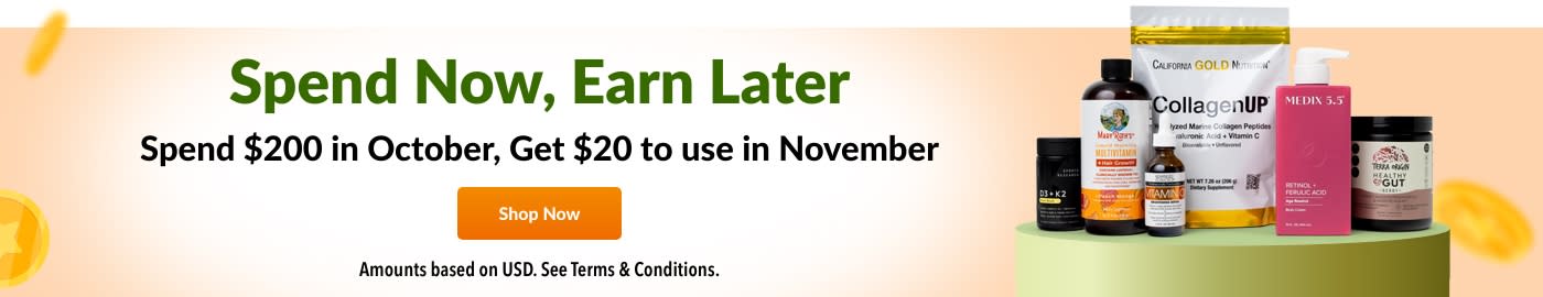 Spend $200 in October, Get $20 to use in November