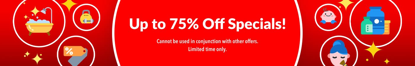 UP TO 75%  OFF SPECIALS