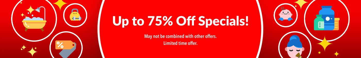 UP TO 75%  OFF SPECIALS