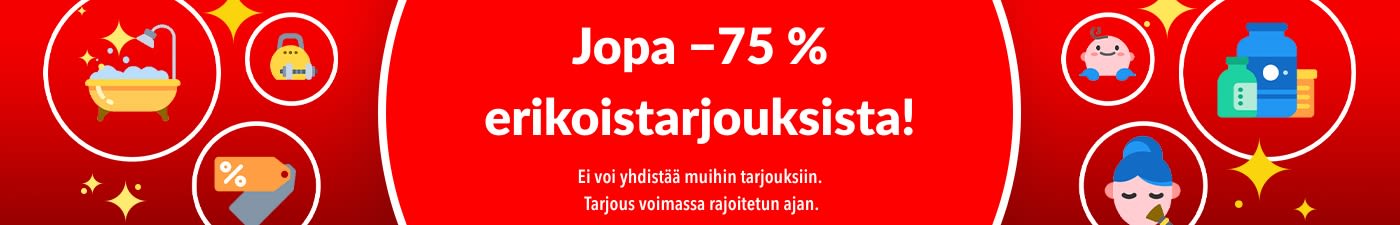JOPA −75 % ERIKOISTARJOUKSISTA