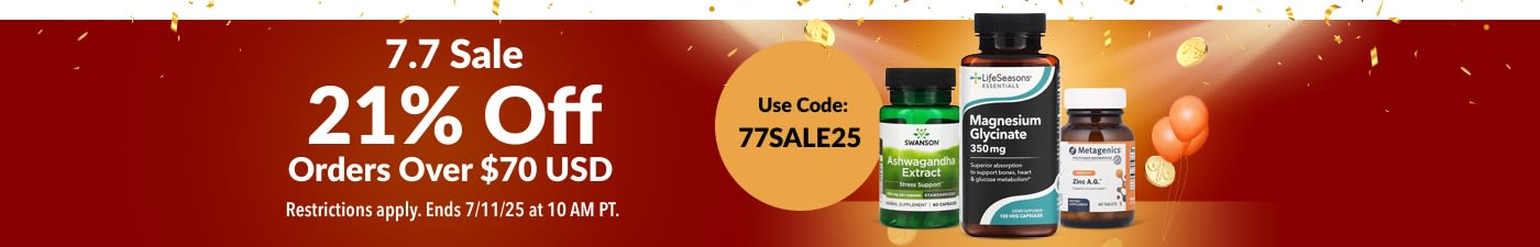 7.7 Sale - 21% Off Over $70 USD