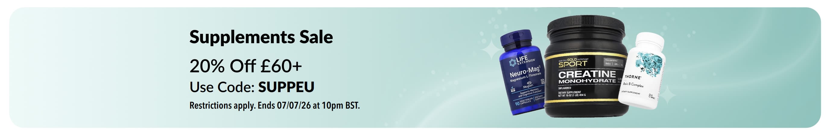 Supplements Sale: Up to 20% Off with code SUPPEU.
