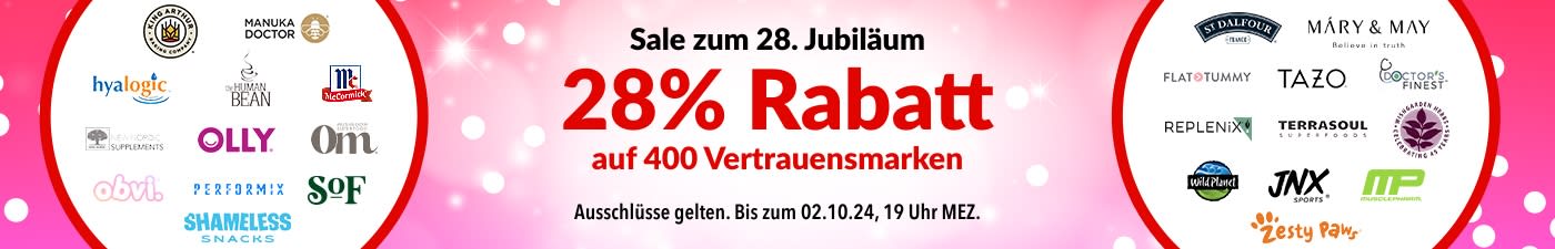 28% RABATT AUF UNSERE VERTRAUENSMARKEN