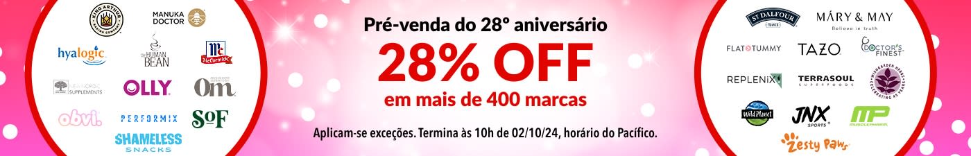 28% OFF NAS NOSSAS MARCAS