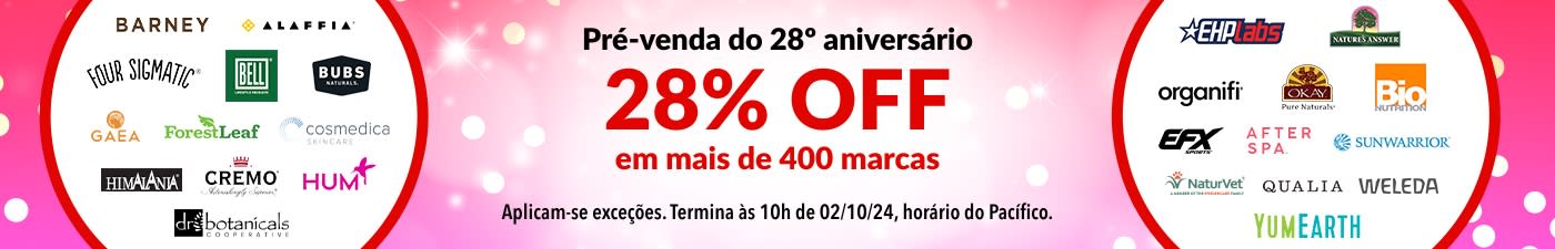 28% OFF NAS NOSSAS MARCAS