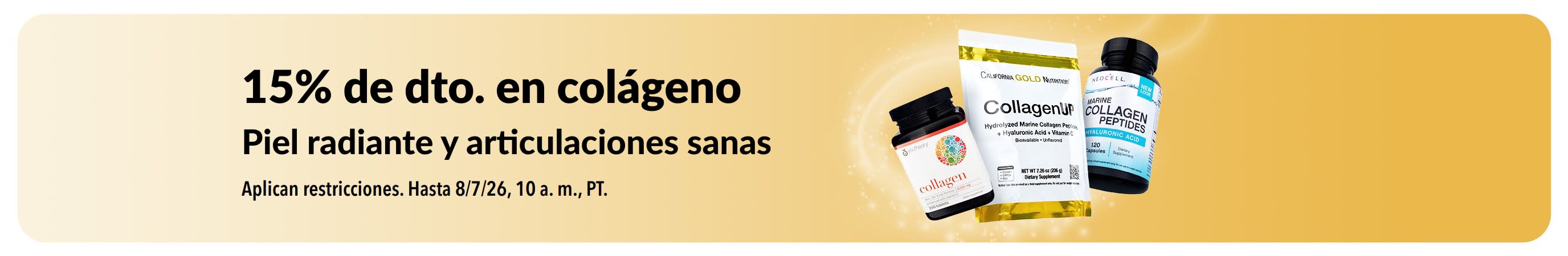 Banner de iHerb con un 15% de descuento en colágeno.