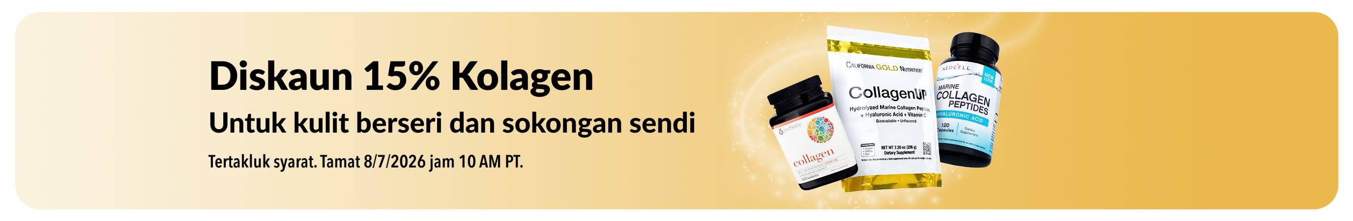 Sepanduk iHerb menawarkan Diskaun 15% Kolagen