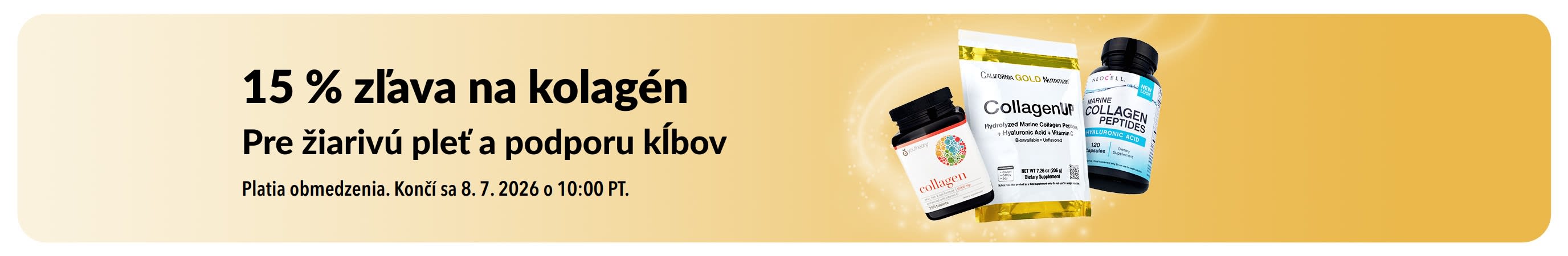 iHerb baner ponúkajúci 15 % zľavu na kolagén.