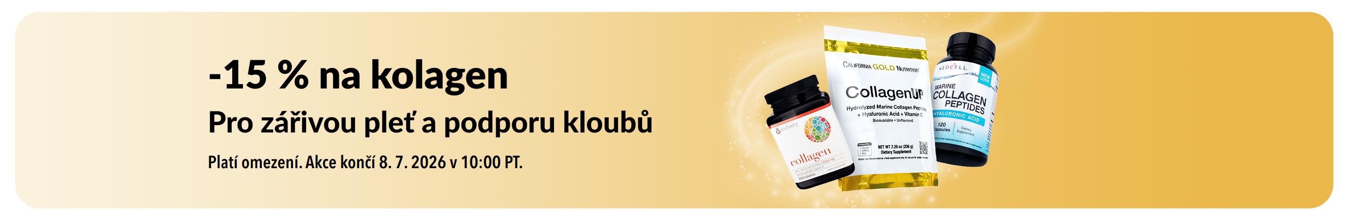 Banner iHerb nabízející 15% slevu na kolagen.
