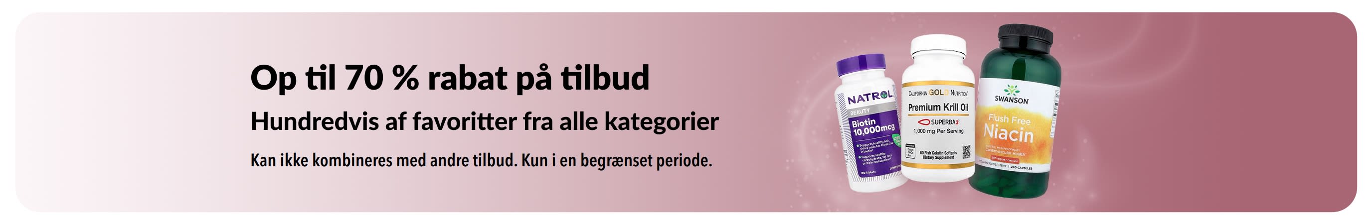 Banner, der reklamerer for op til 70 % rabat på tilbud