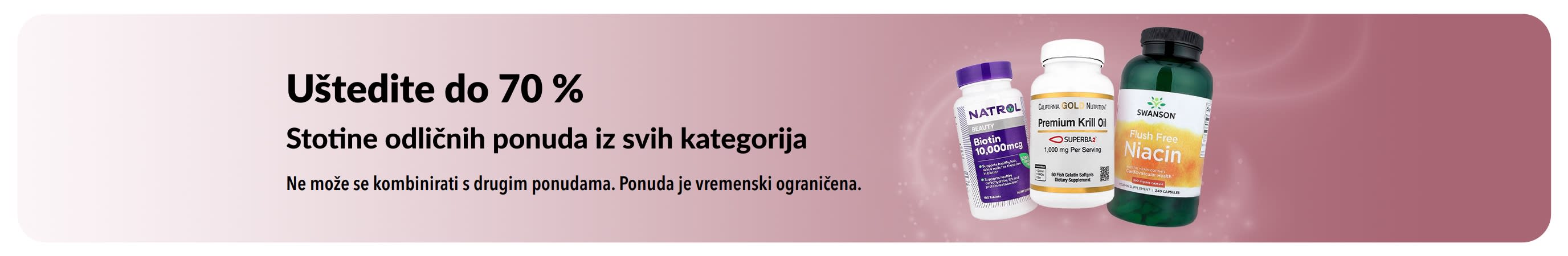 Reklamni natpis koji promovira uštede do 70 %