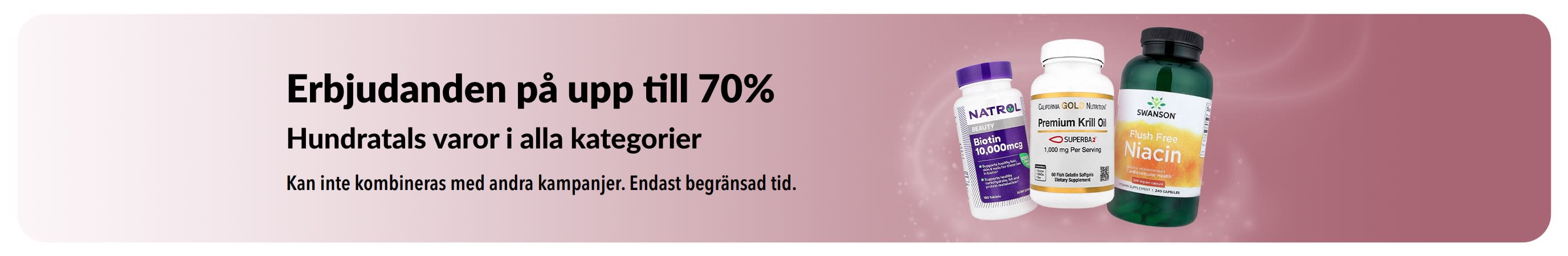 Banner som marknadsför erbjudanden på upp till 70%