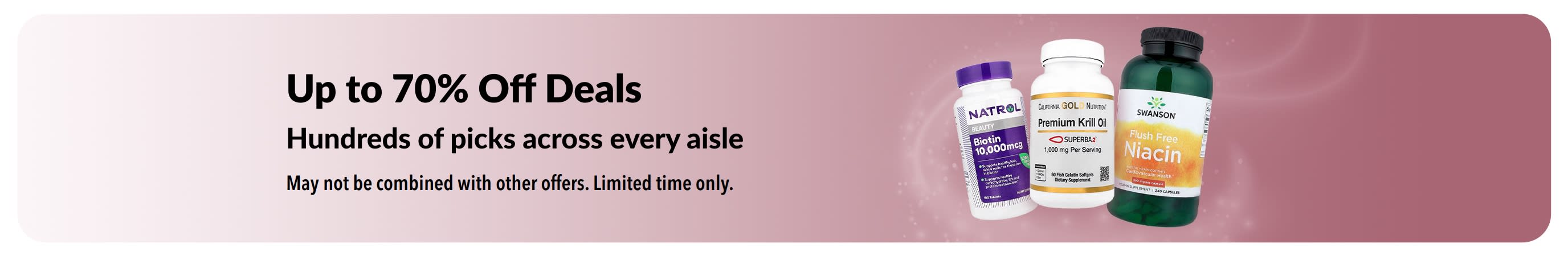 Banner promoting up to 70% off deals
