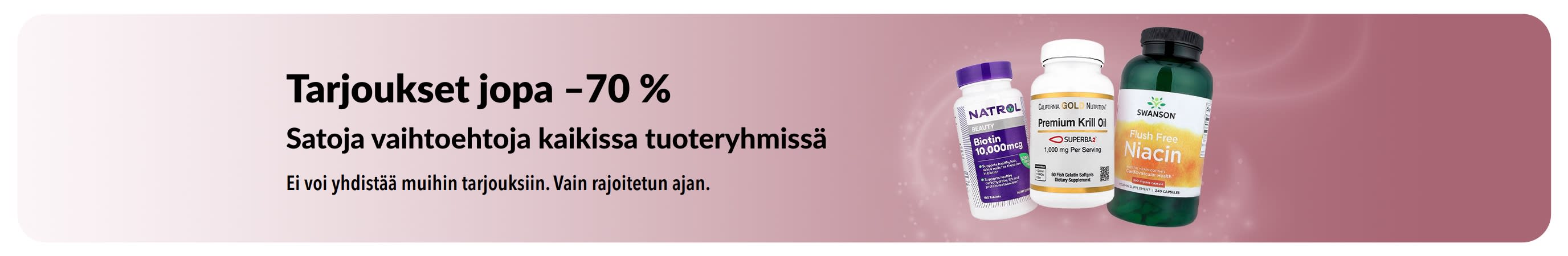 Banneri, joka lupaa tarjouksilla jopa –70 %