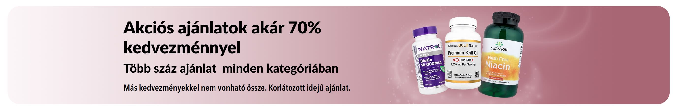 Akár 70% kedvezményt kínáló akciós ajánlatokat hirdető banner.