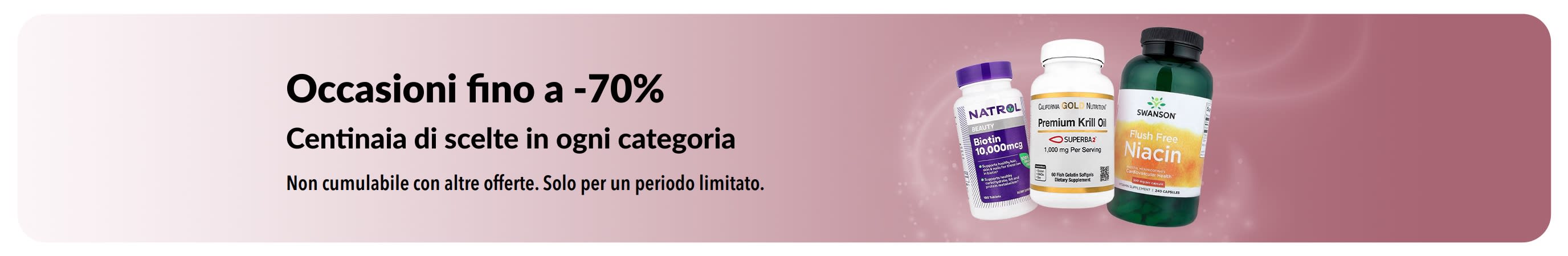 Banner che promuove occasioni fino a -70%