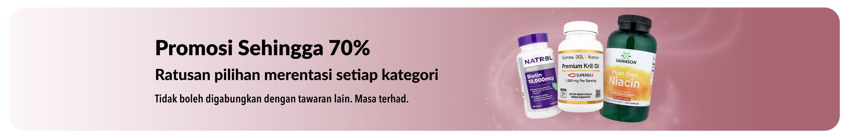 Sepanduk promosi diskaun sehingga 70%