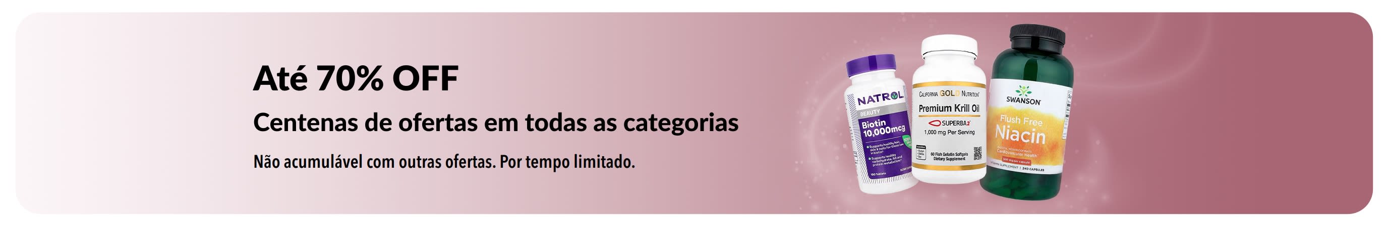 Banner promovendo ofertas com até 70% OFF