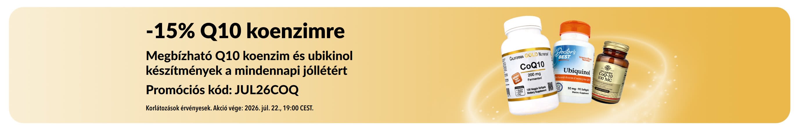 Q10 koenzimre 15% kedvezmény hirdető banner