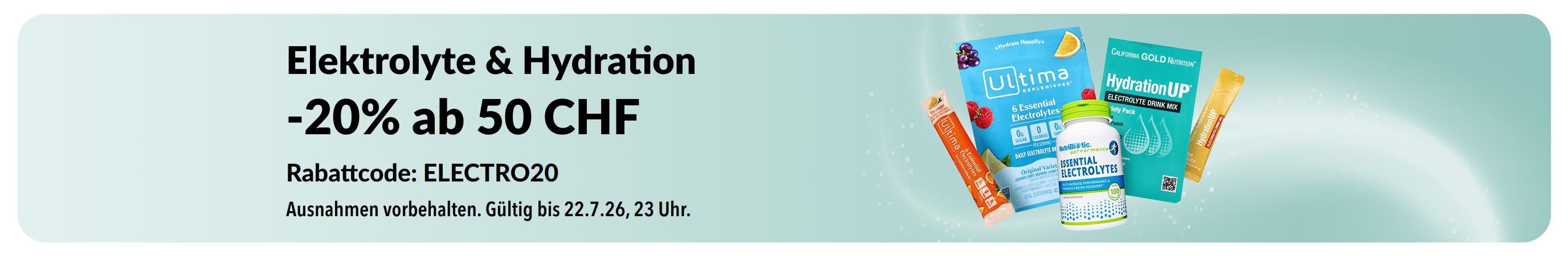 Banner für Elektrolyte & Hydration.