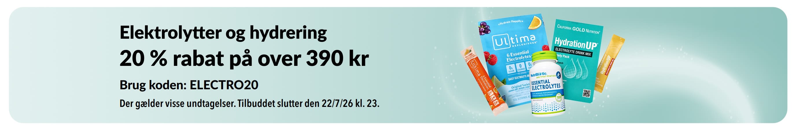Banner, der reklamerer for elektrolytter og hydrering.