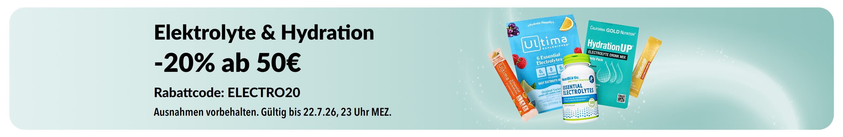 Banner für Elektrolyte & Hydration.