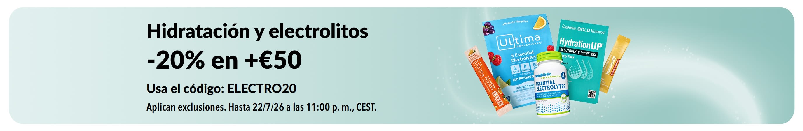 Banner promocionando los electrolitos y la hidratación.
