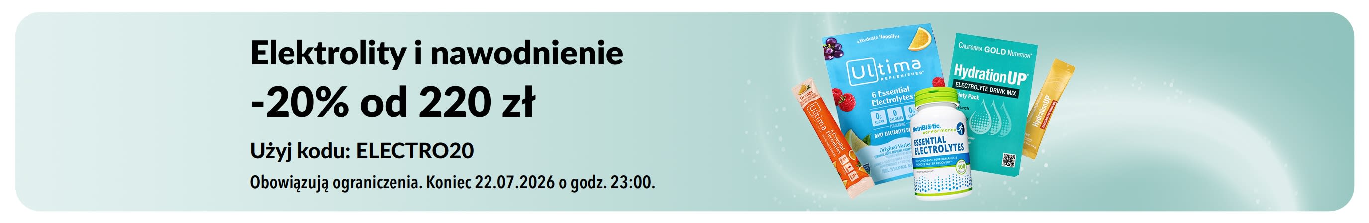 Baner promujący elektrolity i nawodnienie.