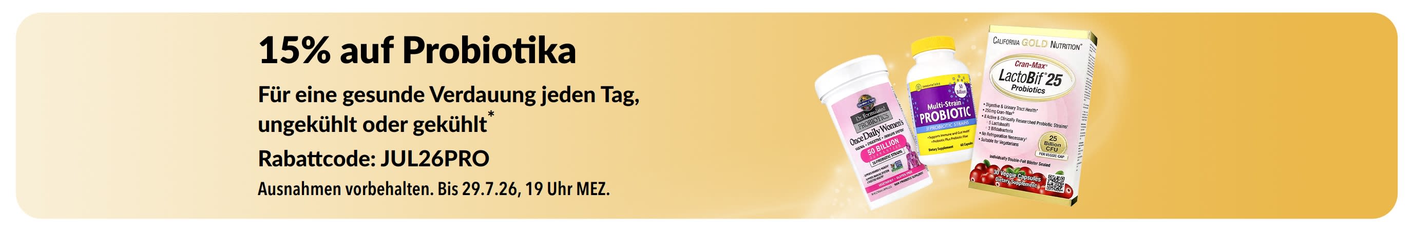 Banner für 15% Rabatt auf Probiotika
