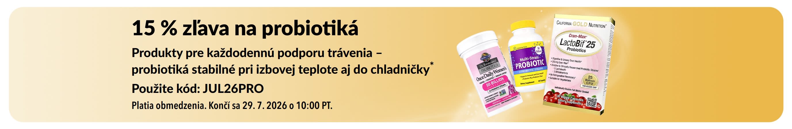Baner propagujúci 15 % zľavu na probiotiká