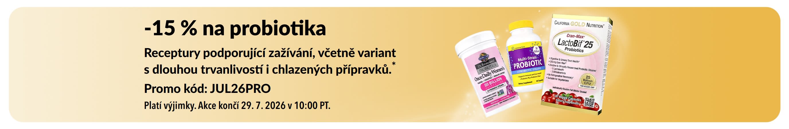 Banner propagující 15% slevu na probiotika