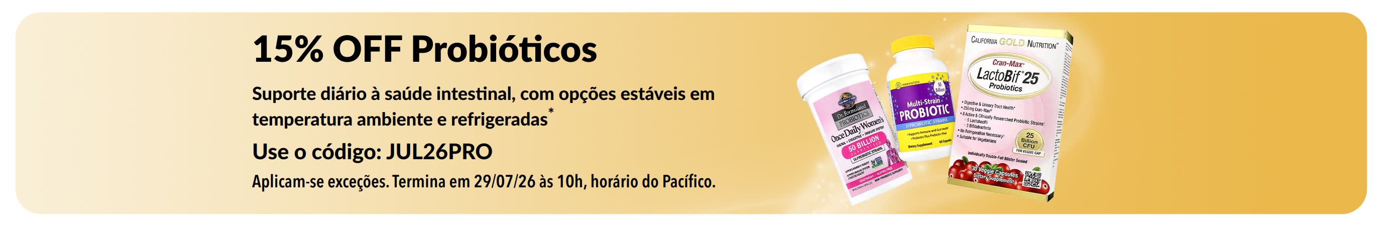Banner com 15% OFF em probióticos