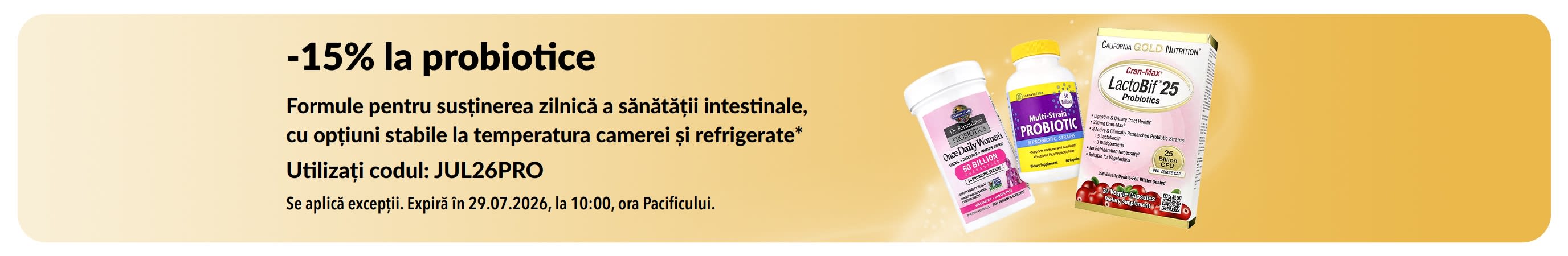 Banner cu 15% reducere la probiotice