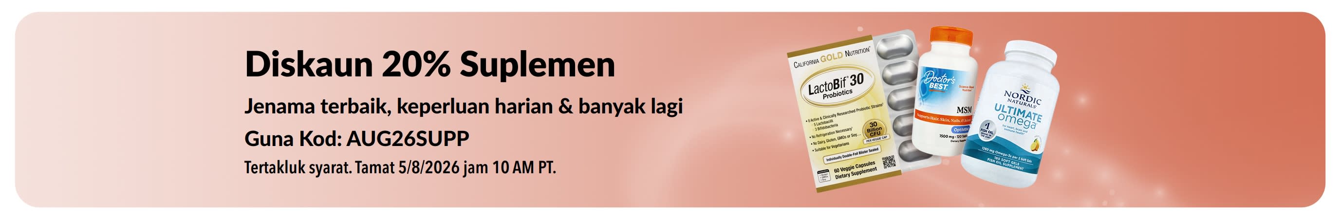 Sepanduk mempromosikan diskaun 20% Suplemen