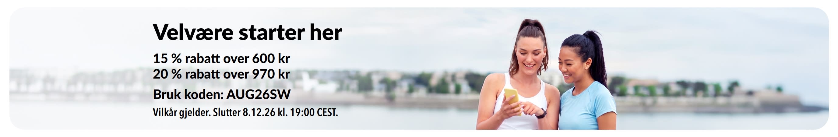 Opptil 20 % rabatt på hele nettstedet med koden AUG26SW.