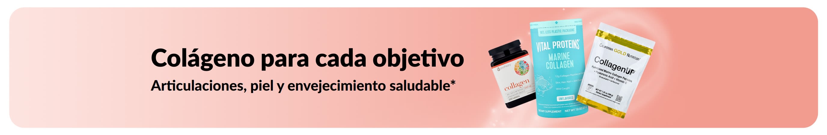 Banner que promociona colágeno para las articulaciones, la piel y el envejecimiento saludable