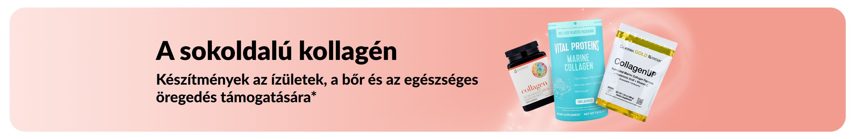 Kollagént népszerűsítő banner az ízületek, a bőr és az egészséges öregedés támogatására