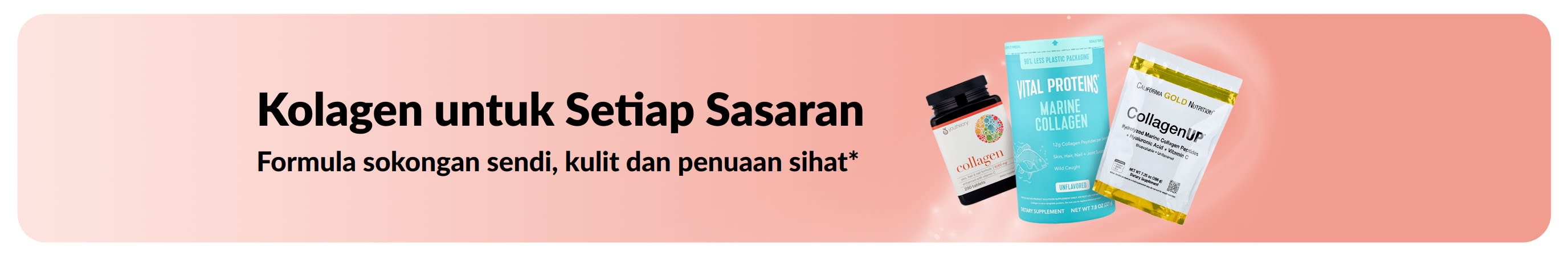 Sepanduk mempromosikan formula Kolagen sokongan sendi, kulit dan penuaan sihat