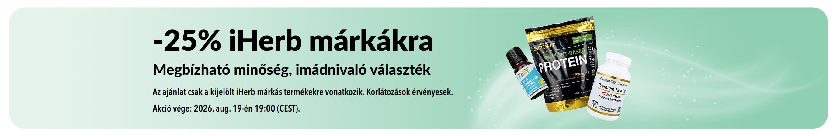 iHerb márkákra 25% kedvezményt hirdető banner