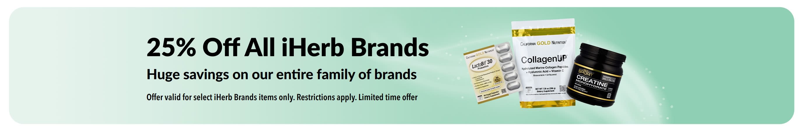 Banner promoting 25% Off All iHerb Brands