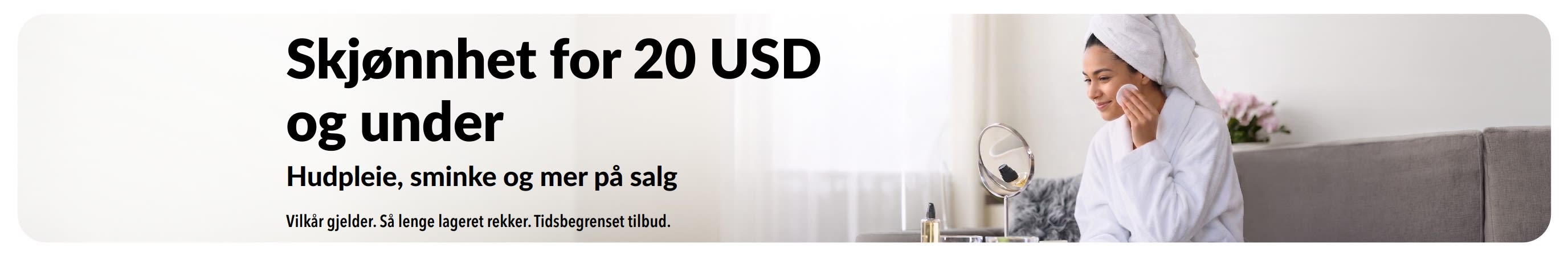 Banner som fremmer gode tilbud på skjønnhetsprodukter