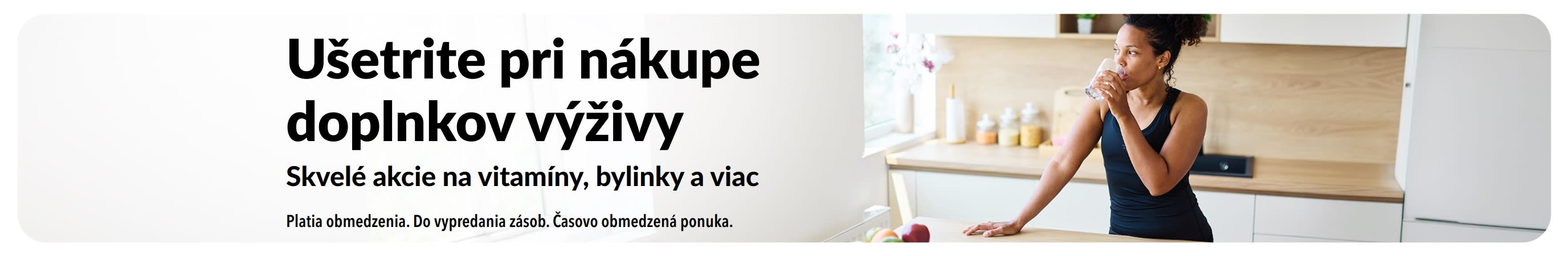 Baner propagujúci skvelé akcie na výživové doplnky