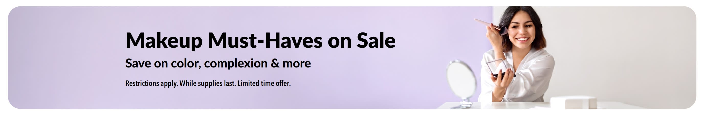 Banner promoting great deals on makeup products