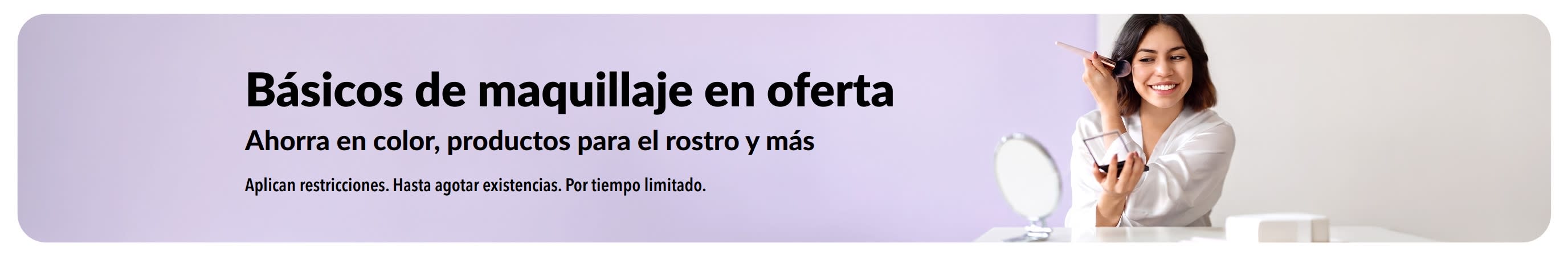 Banner que promociona grandes ofertas en productos de maquillaje