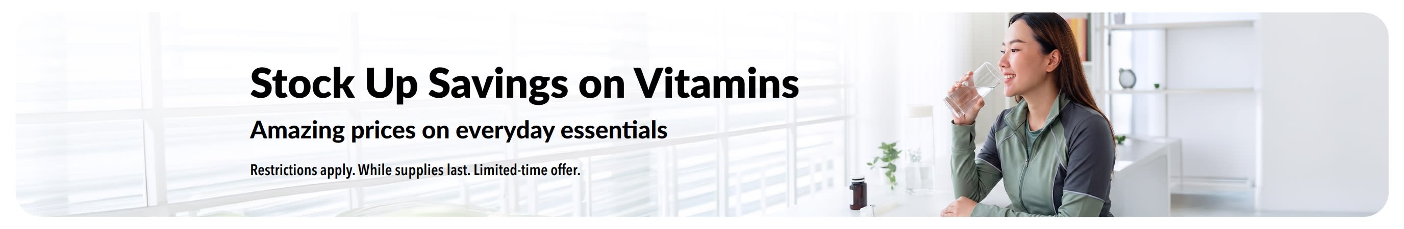 Banner promoting great deals on vitamins